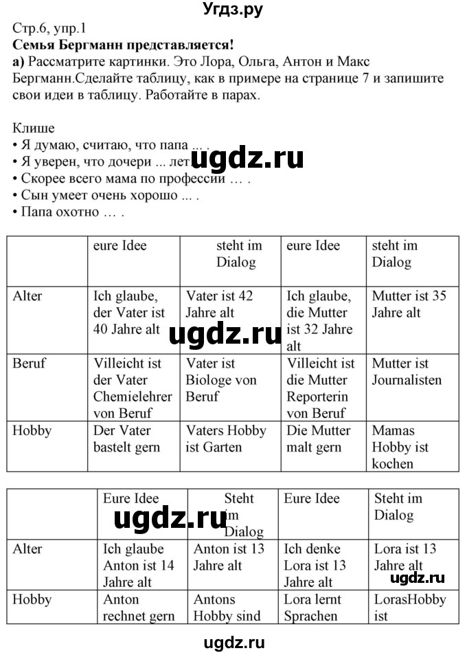 ГДЗ (Решебник к учебнику Wunderkinder Plus) по немецкому языку 7 класс Радченко О.А. / страница / 6