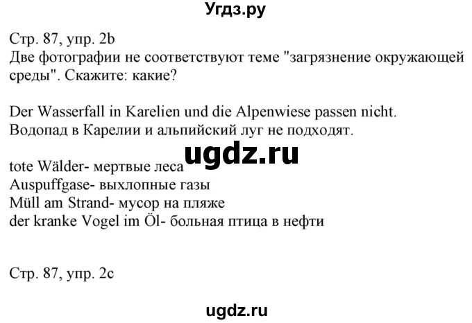 ГДЗ (Решебник к учебнику Wunderkinder Plus) по немецкому языку 7 класс Радченко О.А. / страница / 87