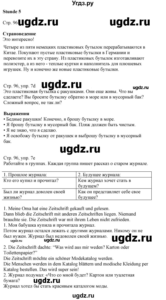 ГДЗ (Решебник к учебнику Wunderkinder Plus) по немецкому языку 7 класс Радченко О.А. / страница / 96