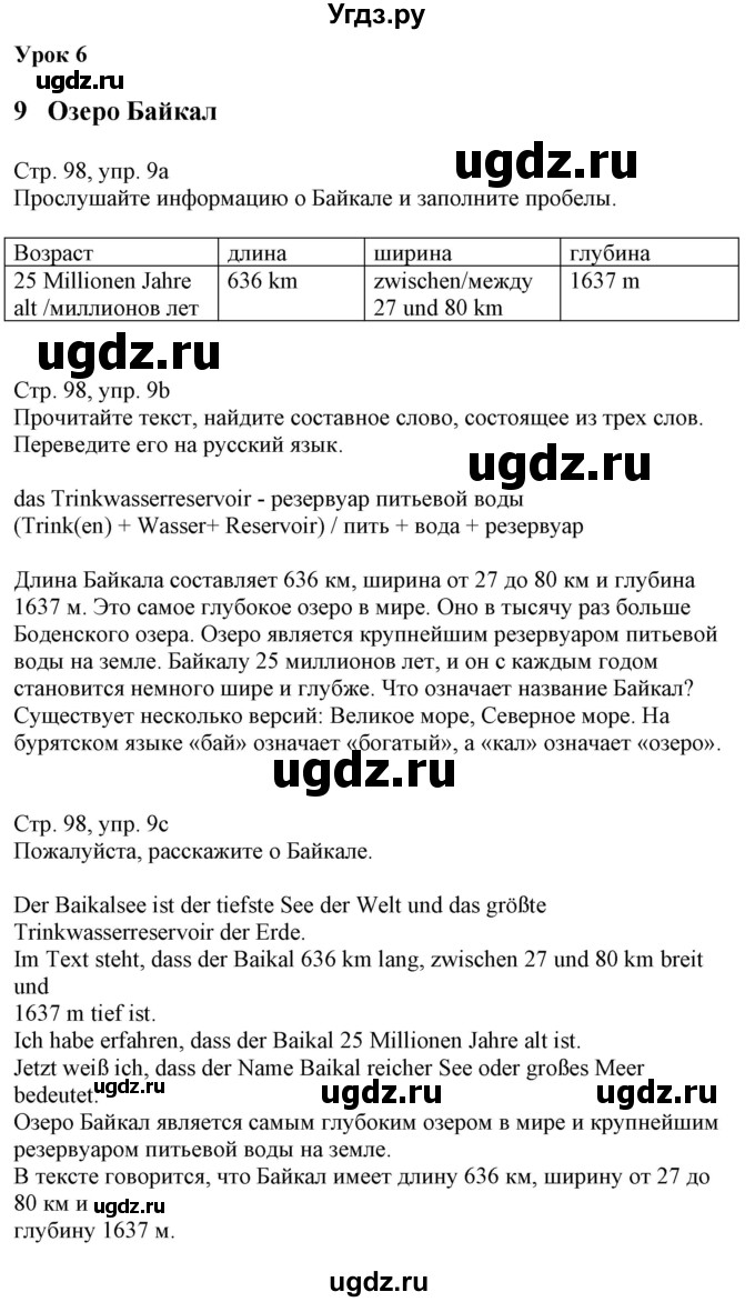 ГДЗ (Решебник к учебнику Wunderkinder Plus) по немецкому языку 7 класс Радченко О.А. / страница / 98