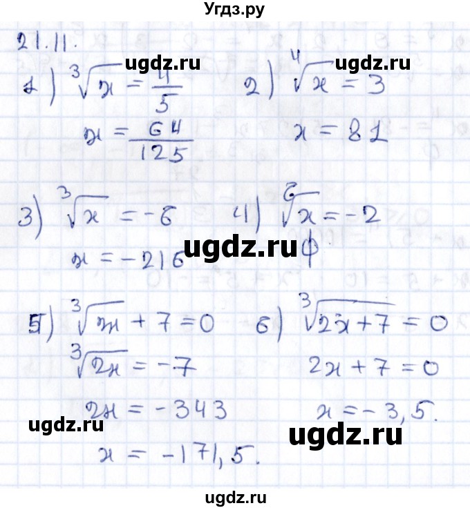 ГДЗ (Решебник к учебнику 2020) по алгебре 9 класс Мерзляк А.Г. / § 21 / 21.11