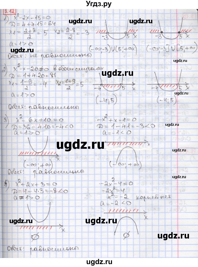 ГДЗ (Решебник к учебнику 2020) по алгебре 9 класс Мерзляк А.Г. / § 8 / 8.12