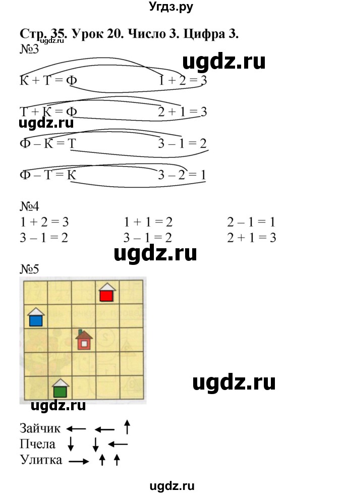 ГДЗ (Решебник 2016) по математике 1 класс (рабочая тетрадь) Петерсон Л.Г. / часть 1. страница / 35