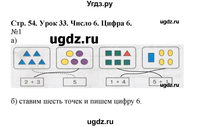 ГДЗ (Решебник 2016) по математике 1 класс (рабочая тетрадь) Петерсон Л.Г. / часть 1. страница / 54