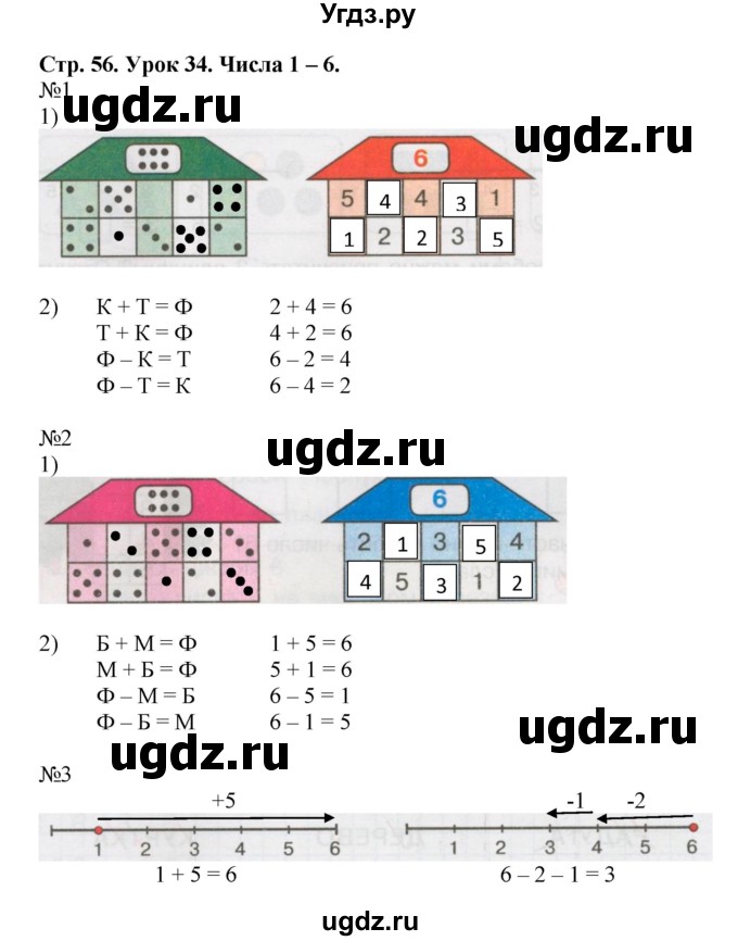 ГДЗ (Решебник 2016) по математике 1 класс (рабочая тетрадь) Петерсон Л.Г. / часть 1. страница / 56