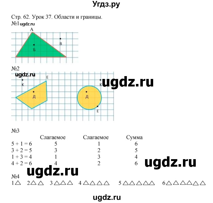 ГДЗ (Решебник 2016) по математике 1 класс (рабочая тетрадь) Петерсон Л.Г. / часть 1. страница / 62