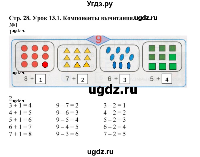 ГДЗ (Решебник 2016) по математике 1 класс (рабочая тетрадь) Петерсон Л.Г. / часть 2. страница / 28