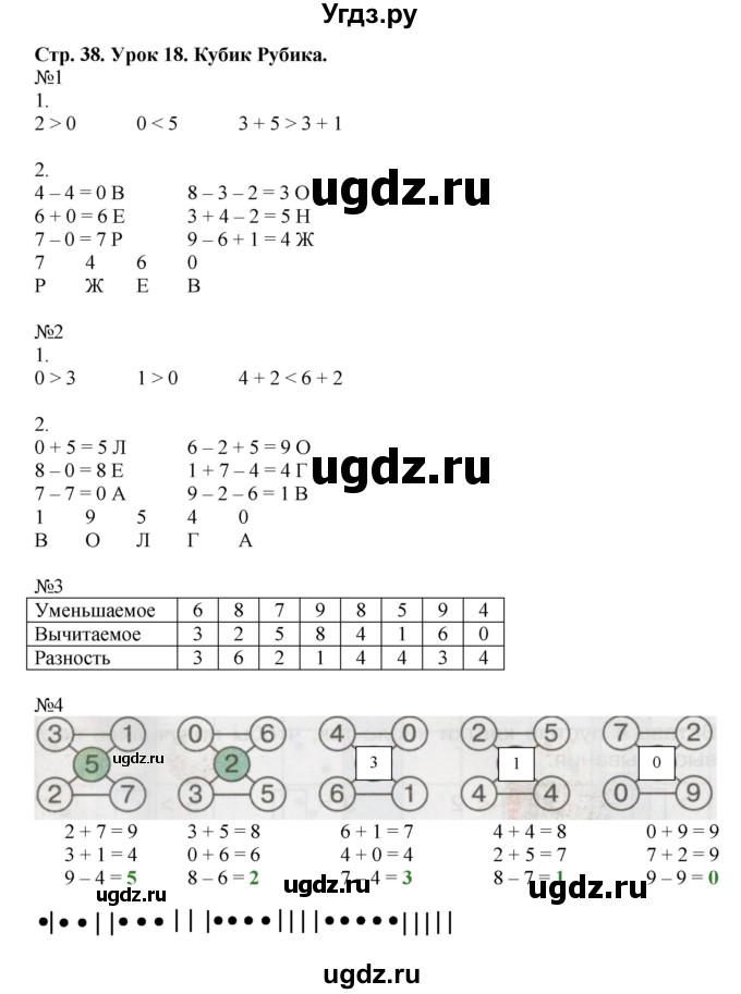 ГДЗ (Решебник 2016) по математике 1 класс (рабочая тетрадь) Петерсон Л.Г. / часть 2. страница / 38