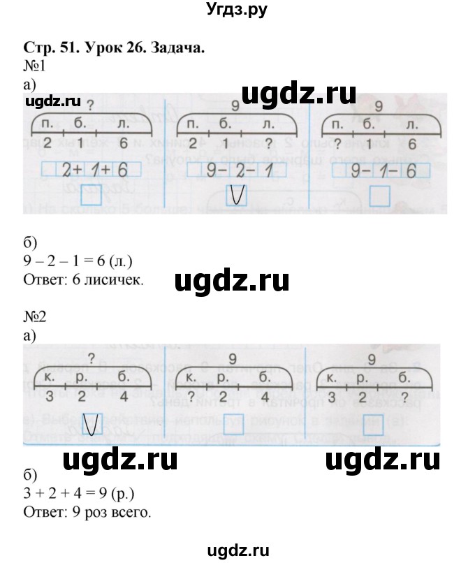ГДЗ (Решебник 2016) по математике 1 класс (рабочая тетрадь) Петерсон Л.Г. / часть 2. страница / 51