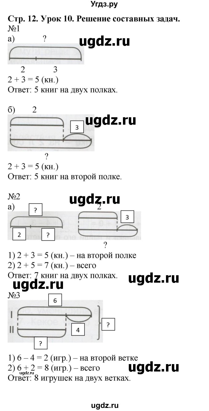 ГДЗ (Решебник 2016) по математике 1 класс (рабочая тетрадь) Петерсон Л.Г. / часть 3. страница / 12