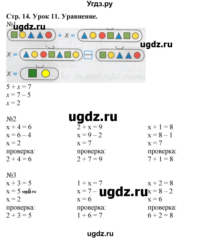 ГДЗ (Решебник 2016) по математике 1 класс (рабочая тетрадь) Петерсон Л.Г. / часть 3. страница / 14