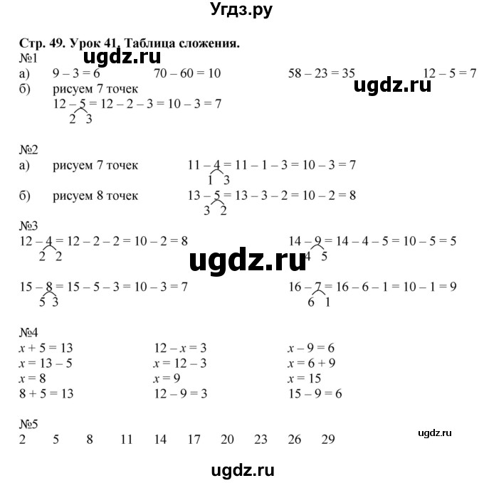 ГДЗ (Решебник 2016) по математике 1 класс (рабочая тетрадь) Петерсон Л.Г. / часть 3. страница / 49