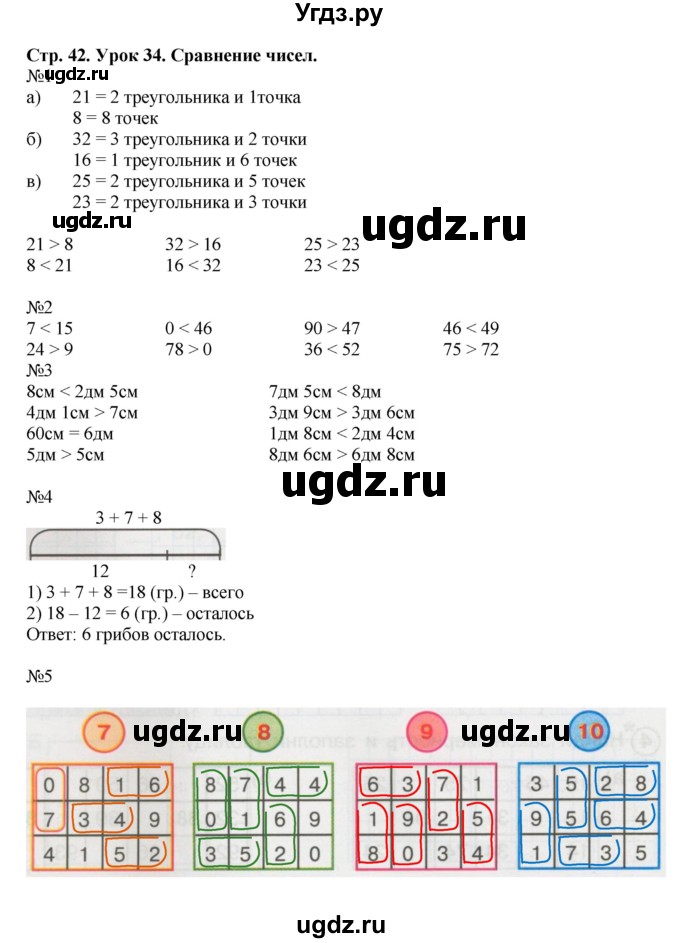 ГДЗ (Решебник 2016) по математике 1 класс (рабочая тетрадь) Петерсон Л.Г. / часть 3. страница / 42