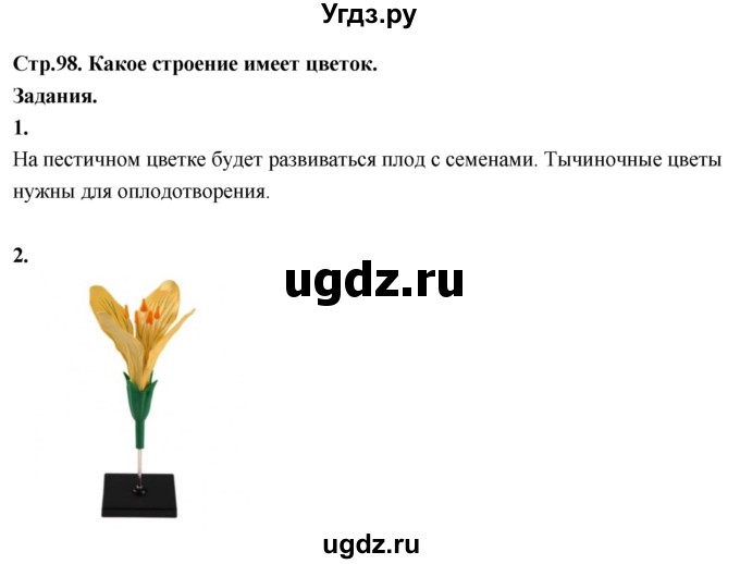 ГДЗ (Решебник 2022) по окружающему миру 3 класс О.Т. Поглазова / часть 2. страница / 98