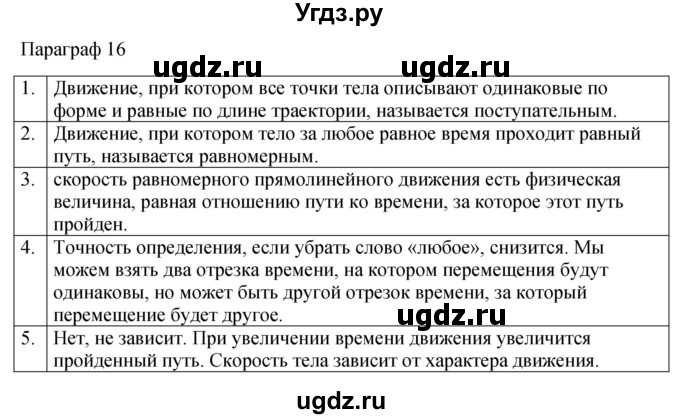 ГДЗ (Решебник к учебнику 2022) по физике 7 класс Л.А. Исаченкова / контрольные вопросы / §16