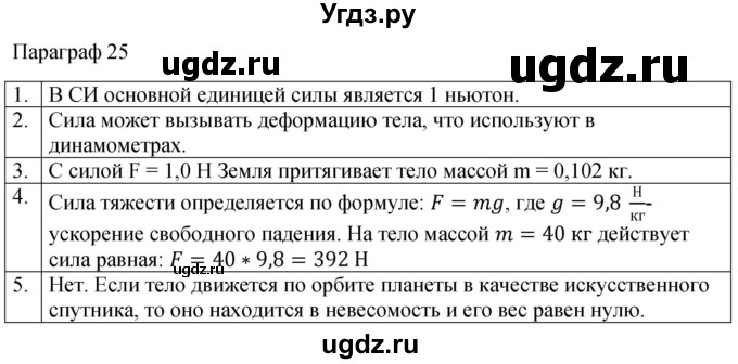 ГДЗ (Решебник к учебнику 2022) по физике 7 класс Л.А. Исаченкова / контрольные вопросы / §25