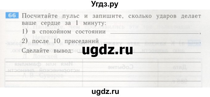 ГДЗ (Учебник) по окружающему миру 4 класс (рабочая тетрадь) Дмитриева Н.Я. / упражнение номер / 66