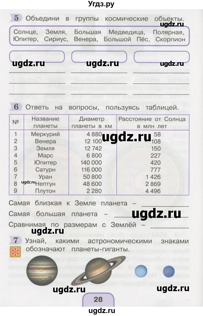 ГДЗ (Тетрадь 2016) по окружающему миру 4 класс (рабочая тетрадь) О.Т. Поглазова / часть 1. страница / 28