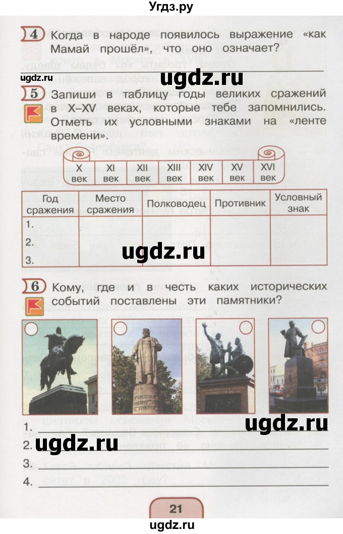 ГДЗ (Тетрадь 2016) по окружающему миру 4 класс (рабочая тетрадь) О.Т. Поглазова / часть 2. страница / 21