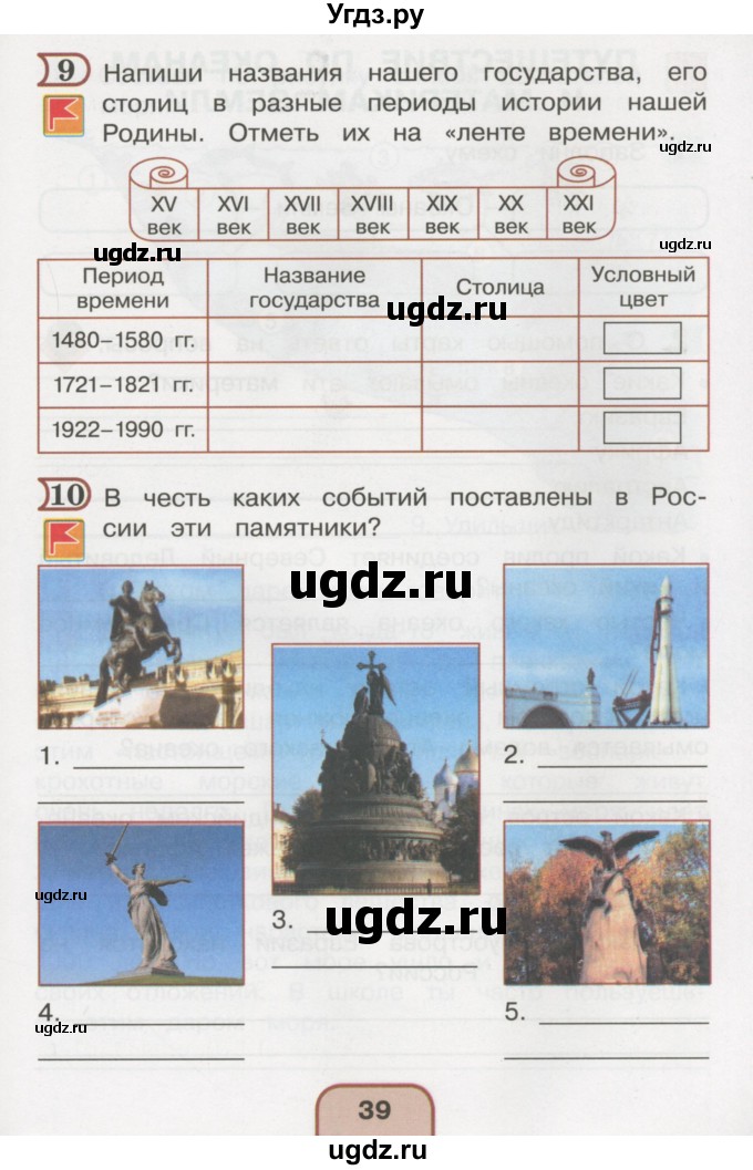 ГДЗ (Тетрадь 2016) по окружающему миру 4 класс (рабочая тетрадь) О.Т. Поглазова / часть 2. страница / 39