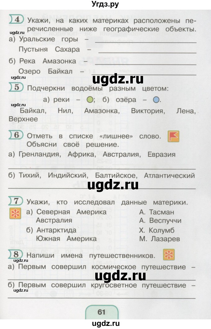 ГДЗ (Тетрадь 2016) по окружающему миру 4 класс (рабочая тетрадь) О.Т. Поглазова / часть 2. страница / 61