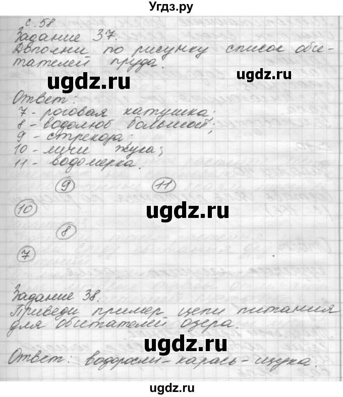 ГДЗ (Решебник 2016) по окружающему миру 4 класс (рабочая тетрадь) О.Т. Поглазова / часть 1. страница / 58