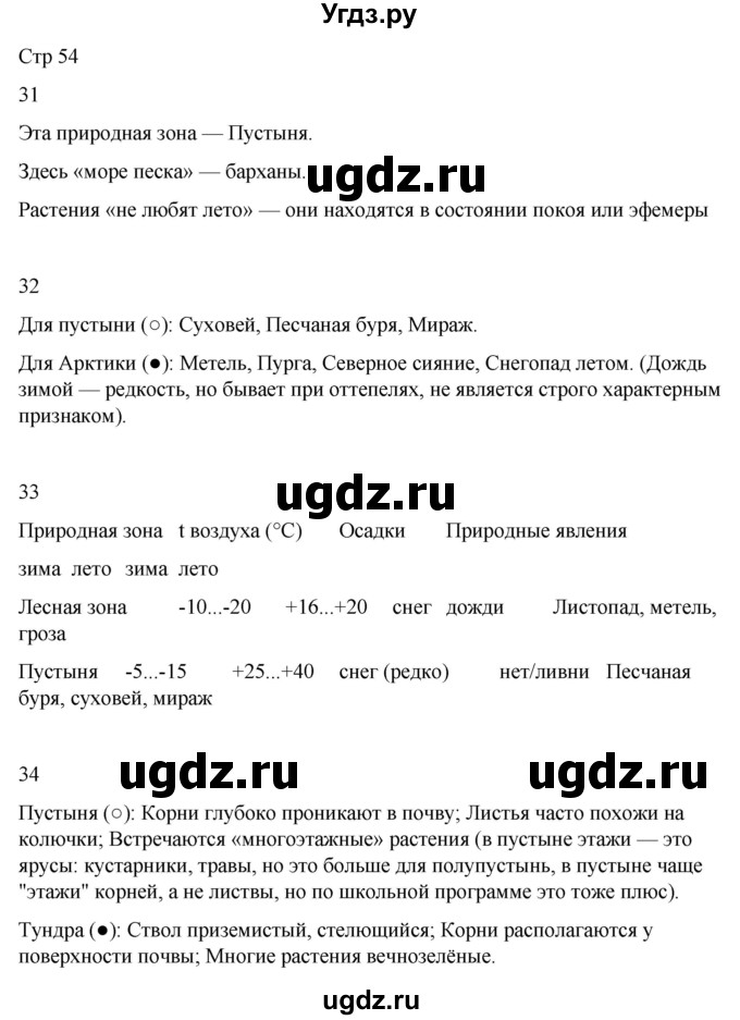 ГДЗ (Решебник 2022) по окружающему миру 4 класс (рабочая тетрадь) О.Т. Поглазова / часть 1. страница / 54