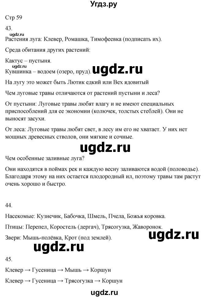 ГДЗ (Решебник 2022) по окружающему миру 4 класс (рабочая тетрадь) О.Т. Поглазова / часть 1. страница / 59