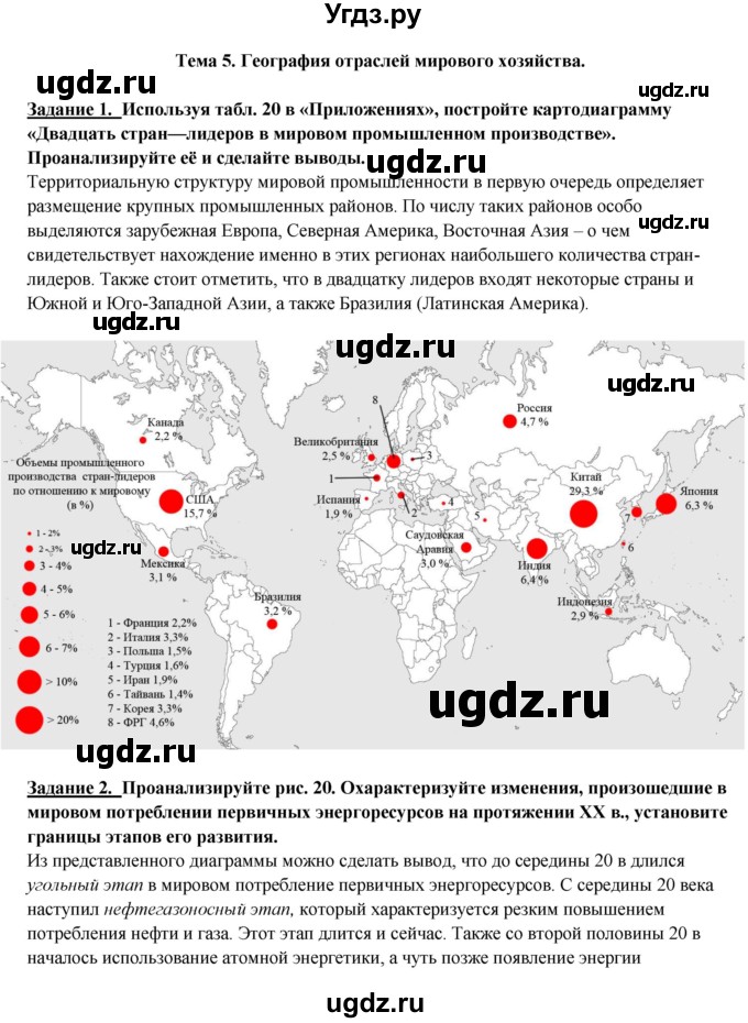 ГДЗ (Решебник) по географии 10 класс В.П. Максаковский / тема номер / 5