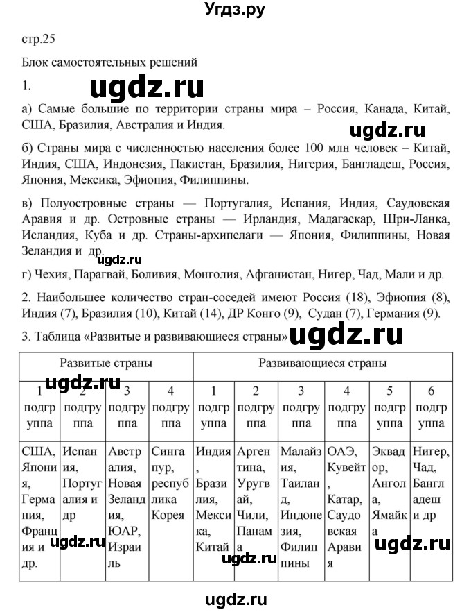 ГДЗ (Решебник 2022) по географии 10 класс В.П. Максаковский / страница / 25