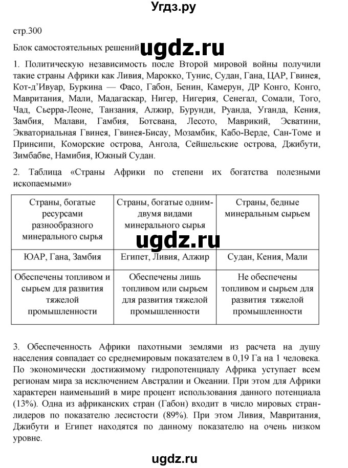 ГДЗ (Решебник 2022) по географии 10 класс В.П. Максаковский / страница / 300