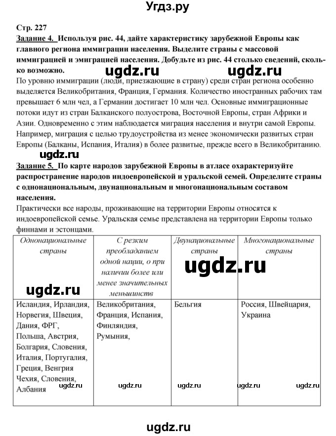 ГДЗ (Решебник 2017) по географии 10 класс В.П. Максаковский / страница / 227