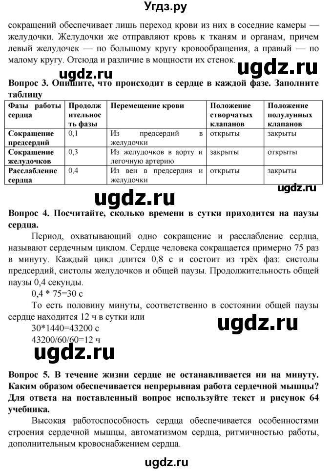 ГДЗ (Решебник) по биологии 8 класс Каменский А.А. / параграф номер / 25(продолжение 2)