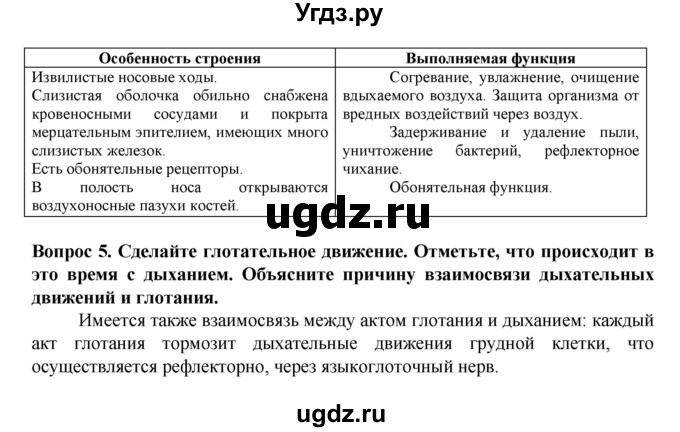 ГДЗ (Решебник) по биологии 8 класс Каменский А.А. / параграф номер / 29(продолжение 2)