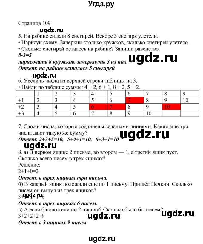 ГДЗ (Решебник) по математике 1 класс Башмаков М.И. / часть 1. страница номер / 109