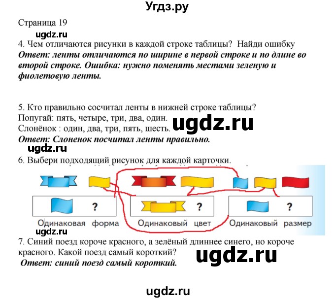 ГДЗ (Решебник) по математике 1 класс Башмаков М.И. / часть 1. страница номер / 19