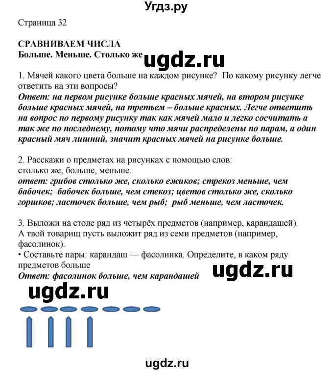 ГДЗ (Решебник) по математике 1 класс Башмаков М.И. / часть 1. страница номер / 32