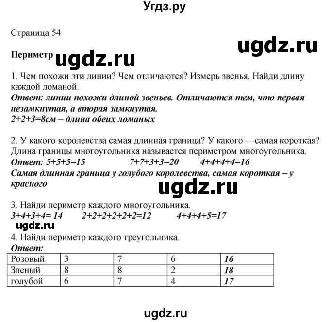 ГДЗ (Решебник) по математике 1 класс Башмаков М.И. / часть 2. страница номер / 54