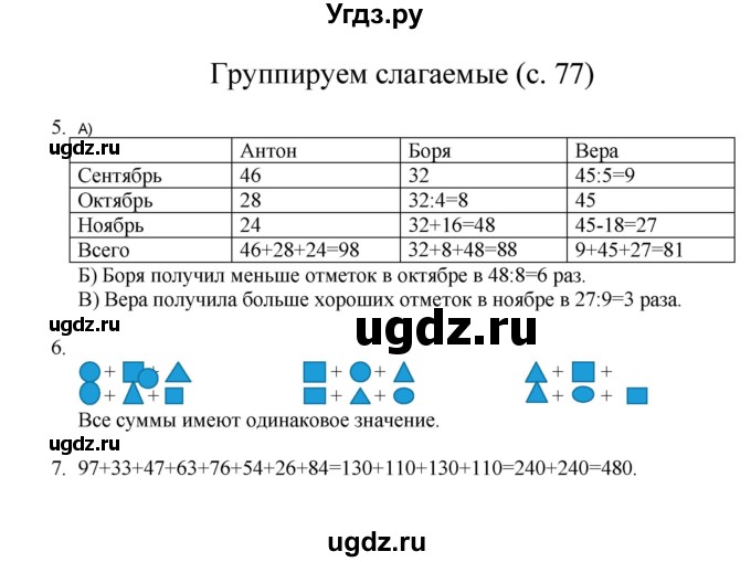 ГДЗ (Решебник) по математике 3 класс Башмаков М.И. / часть 1. страница / 77