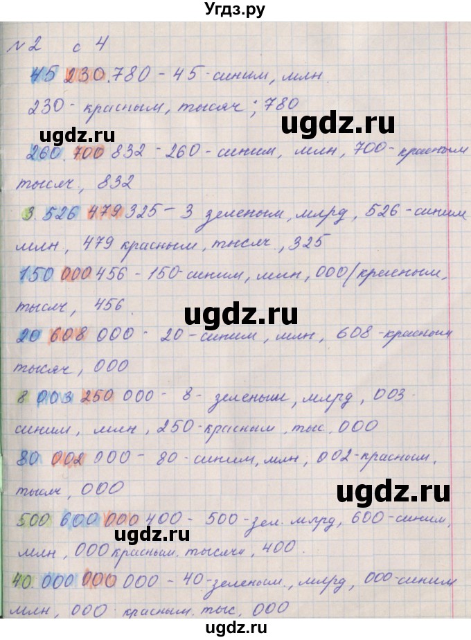 ГДЗ (Решебник) по математике 4 класс (рабочая тетрадь) Башмаков М.И. / часть 1. страница / 4(продолжение 2)