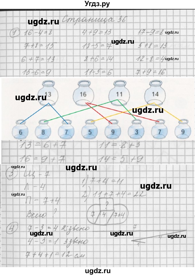 ГДЗ (Решебник) по математике 2 класс (рабочая тетрадь) Башмаков М.И. / часть 1. страницы / 36