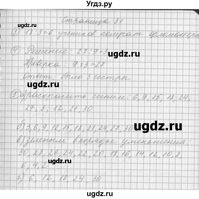 ГДЗ (Решебник) по математике 2 класс (рабочая тетрадь) Башмаков М.И. / часть 2. страницы / 31