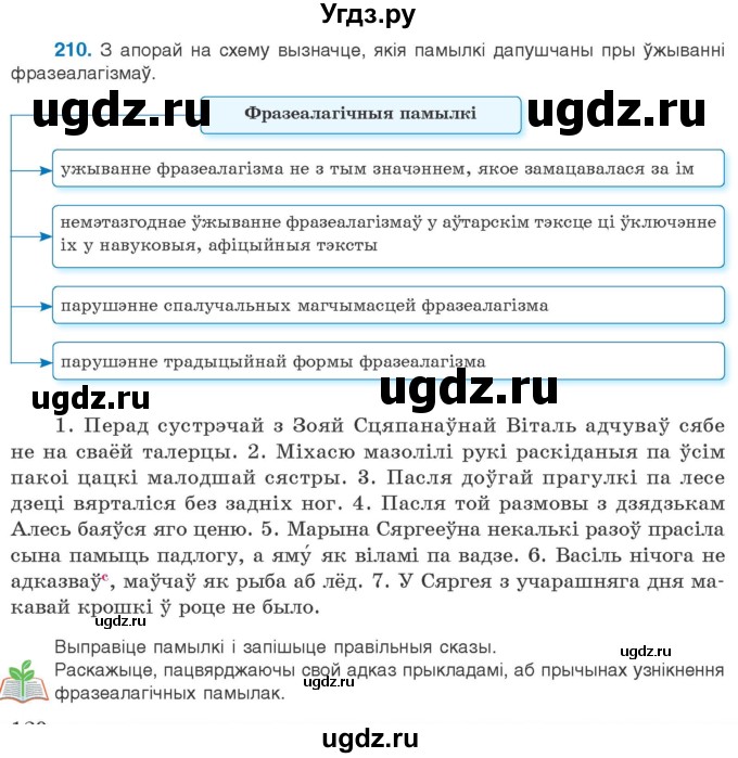 ГДЗ (Учебник) по белорусскому языку 10 класс Валочка Г. М. / практыкаванне / 210