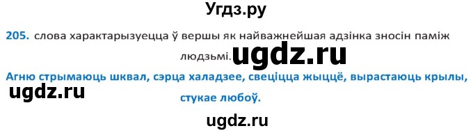 ГДЗ (Решебник к учебнику 2020) по белорусскому языку 10 класс Валочка Г. М. / практыкаванне / 205