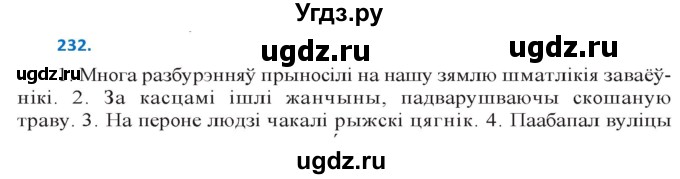 ГДЗ (Решебник к учебнику 2020) по белорусскому языку 10 класс Валочка Г. М. / практыкаванне / 232