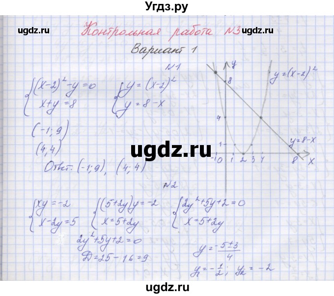 ГДЗ (Решебник) по алгебре 7 класс (контрольные работы) Мордкович А.Г. / 9 класс / КР-3. вариант№ / 1
