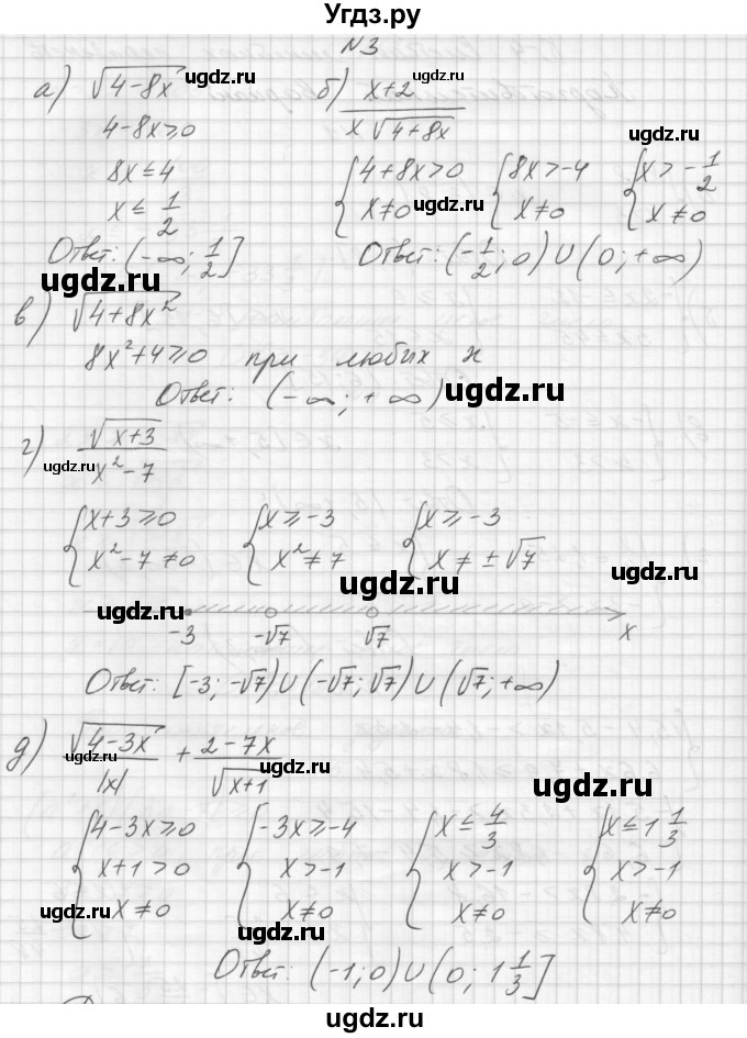 ГДЗ (Решебник) по алгебре 8 класс (дидактические материалы) Звавич Л.И. / контрольные работы / К-9 / подготовительный вариант / 3