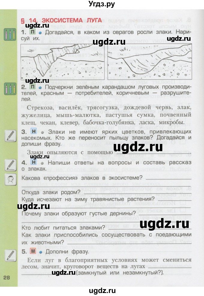 ГДЗ (Тетрадь) по окружающему миру 3 класс (рабочая тетрадь) Вахрушев А.А. / часть 1 (страница) / 28