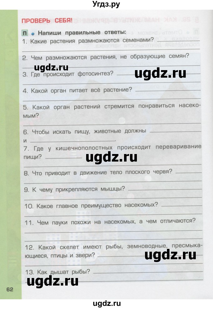 ГДЗ (Тетрадь) по окружающему миру 3 класс (рабочая тетрадь) Вахрушев А.А. / часть 1 (страница) / 62