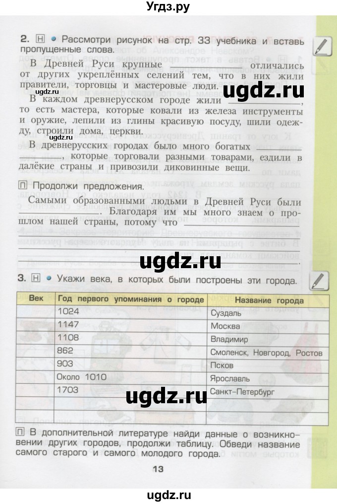 ГДЗ (Тетрадь) по окружающему миру 3 класс (рабочая тетрадь) Вахрушев А.А. / часть 2 (страница) / 13